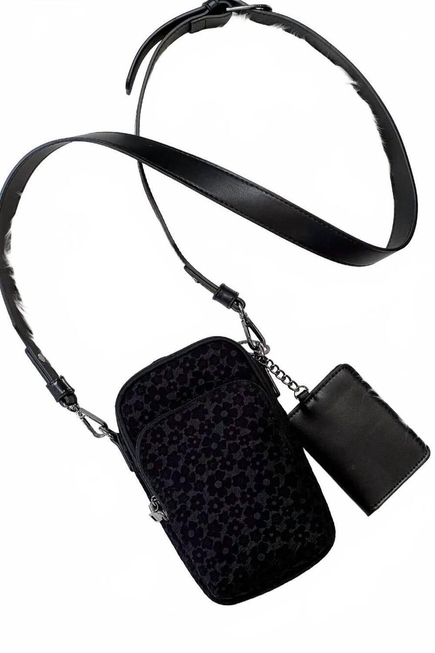NEW JEN & CO. parker crossbody bag in black floral